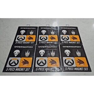Lot Of 6 NEW Overwatch 5 Piece Magnet Set Reaper Tracer Reinhardt Logo NWT